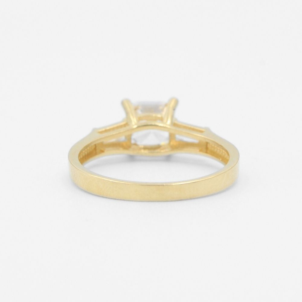 Anillo de Compromiso Oro 14k Elegante con Zirconia Cuadrada mod. 8269