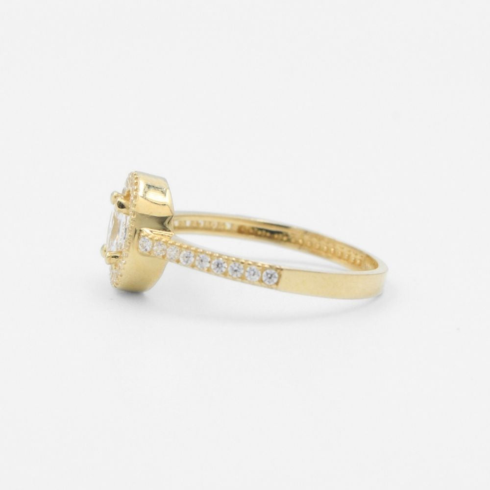 Anillo de Compromiso Oro 14k Brillante con Zirconia en Bisel Oval mod. 8270