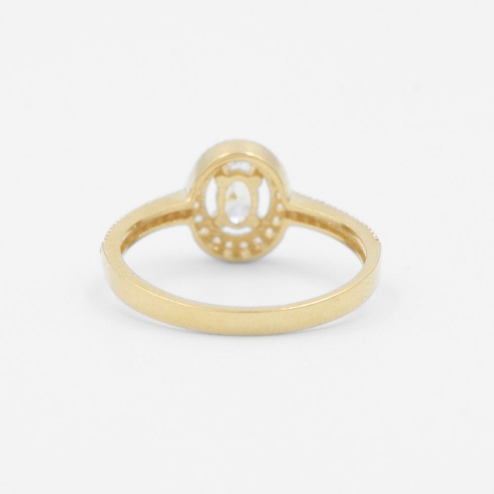 Anillo de Compromiso Oro 14k Brillante con Zirconia en Bisel Oval mod. 8270