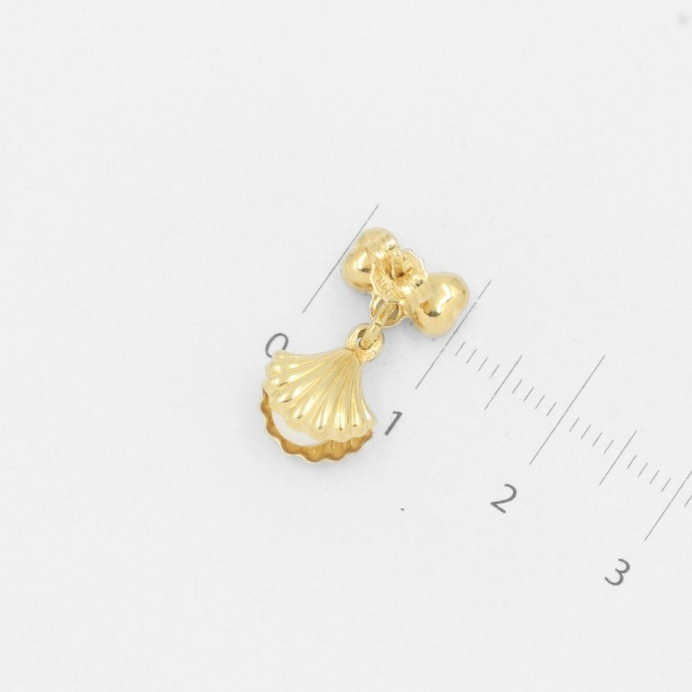 Arete de Oro 14k de Concha con Perla Natural  mod. 7762