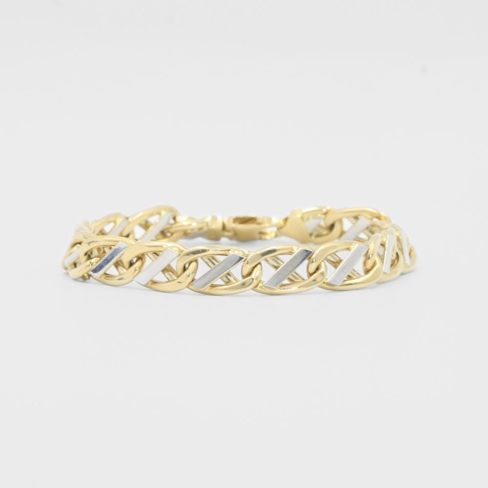 Pulsera de Oro 14k de Eslabones X Huecos y Brillantes mod. 8133