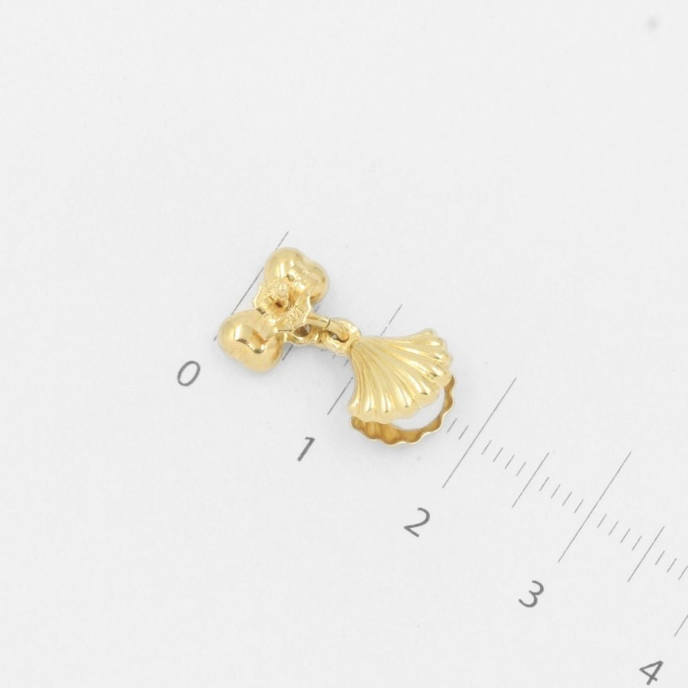 Arete de Oro 14k de Concha con Perla Natural  mod. 7762