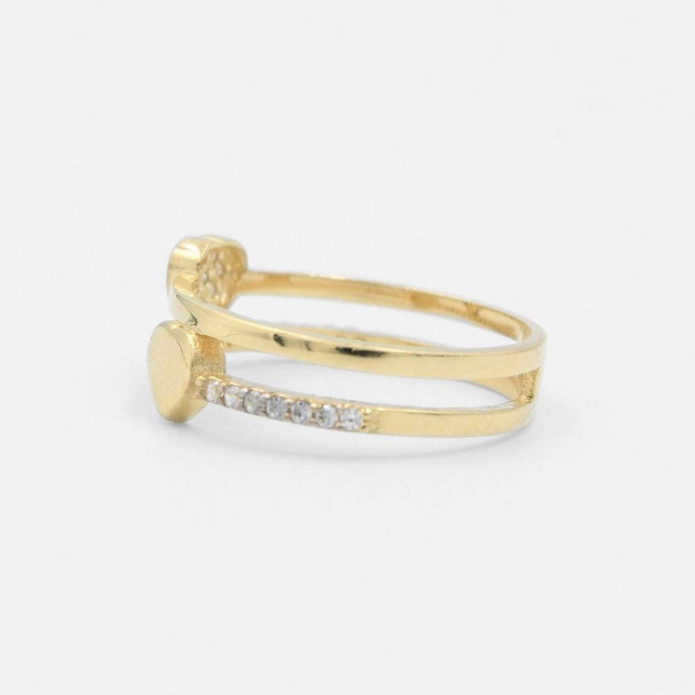 Anillo de Oro 14k en Diseño de Corazones Detallado con Zirconias mod. 8275