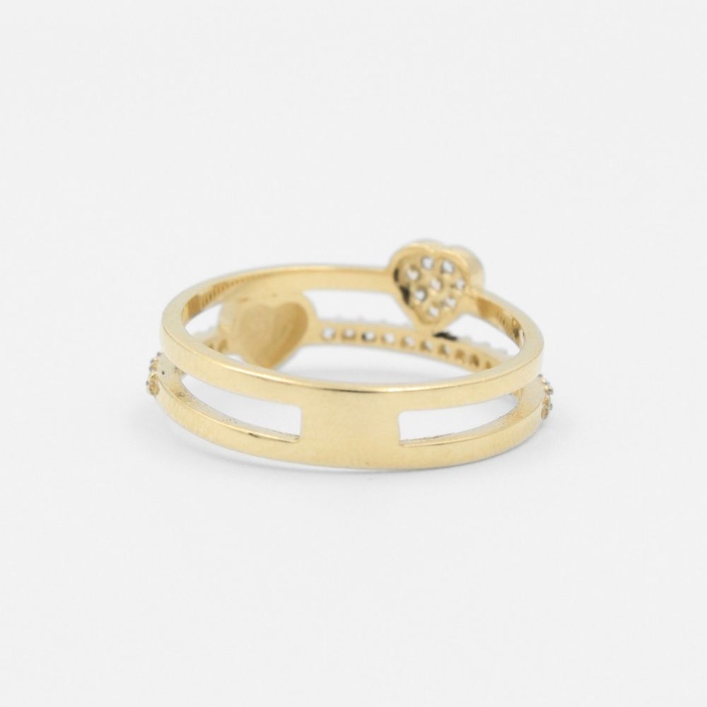 Anillo de Oro 14k en Diseño de Corazones Detallado con Zirconias mod. 8275