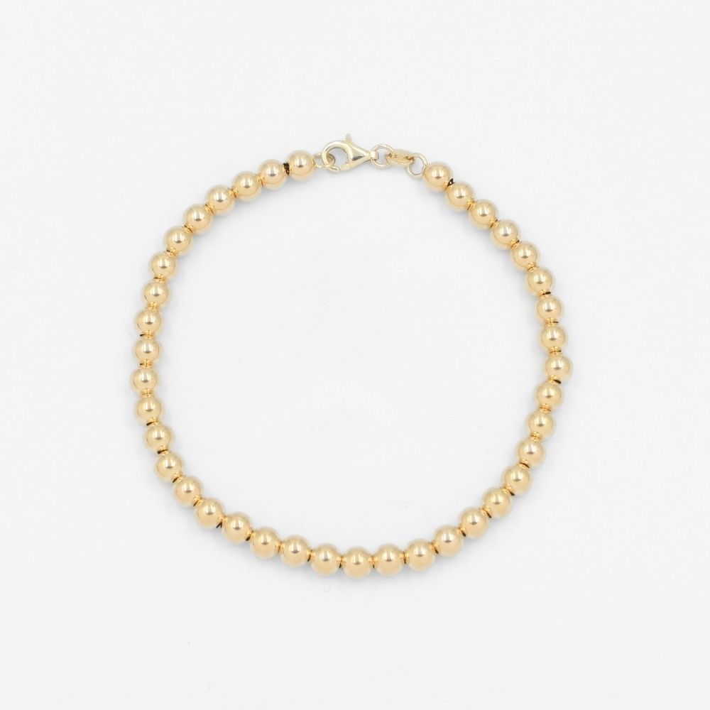 Pulsera de Oro 14k en Tejido de Esferas Brillantes Huecas de Estilo Elegante mod. 8276