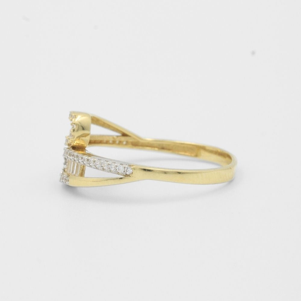 Anillo de Oro 14k Cruzado con Diseño Incrustado de Zirconias mod. 8170