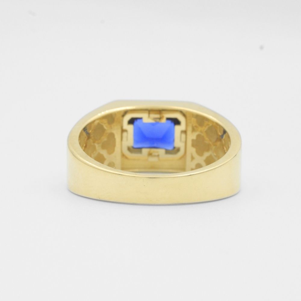 Anillo de Oro 14k con Zirconia Azul en Diseño Confort mod. 7925