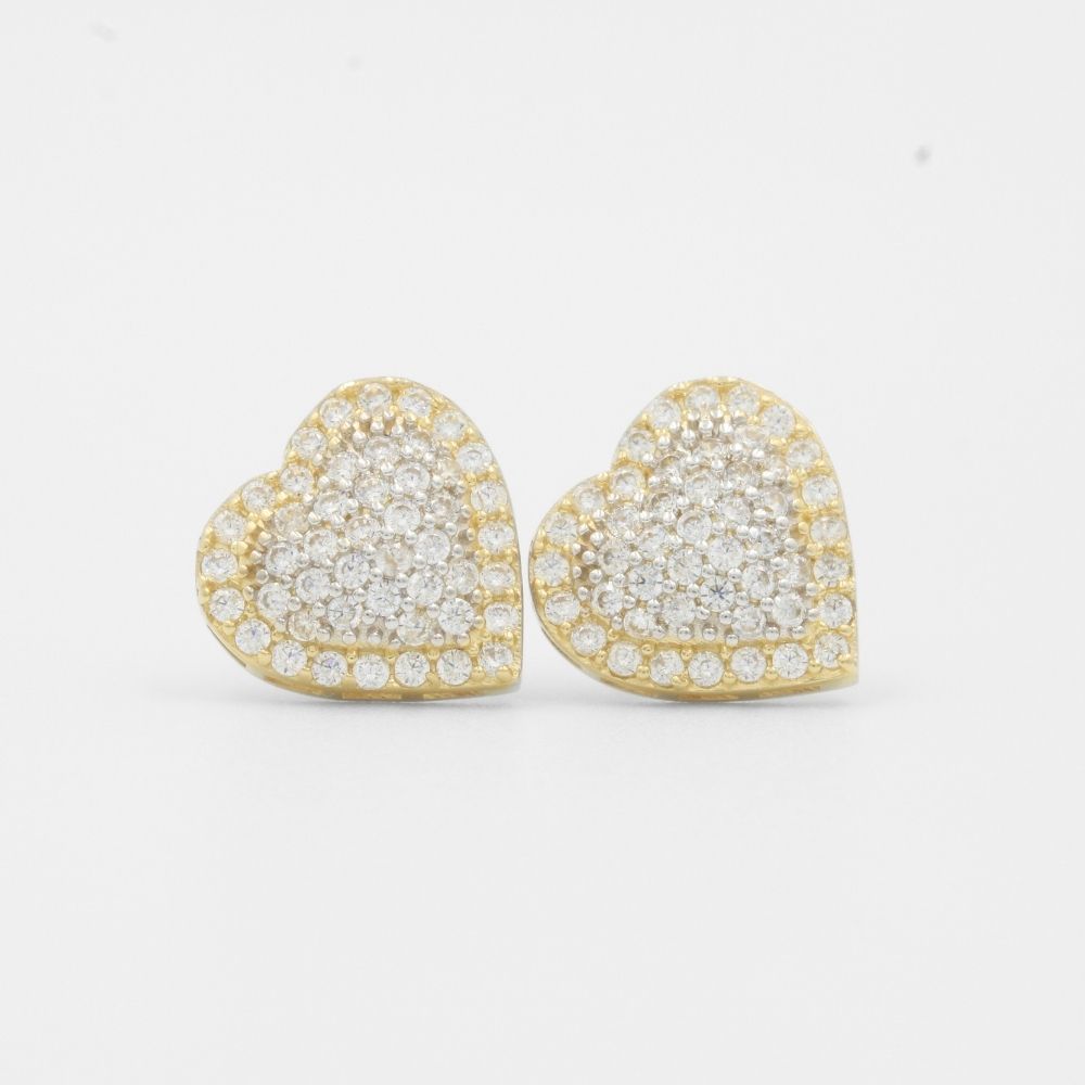 Arete de Oro 14k Corazones con Zirconias Finas mod. 7987