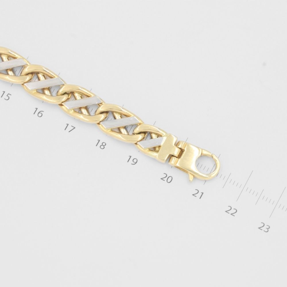 Pulsera de Oro 14k de Eslabones X Huecos y Brillantes mod. 8133