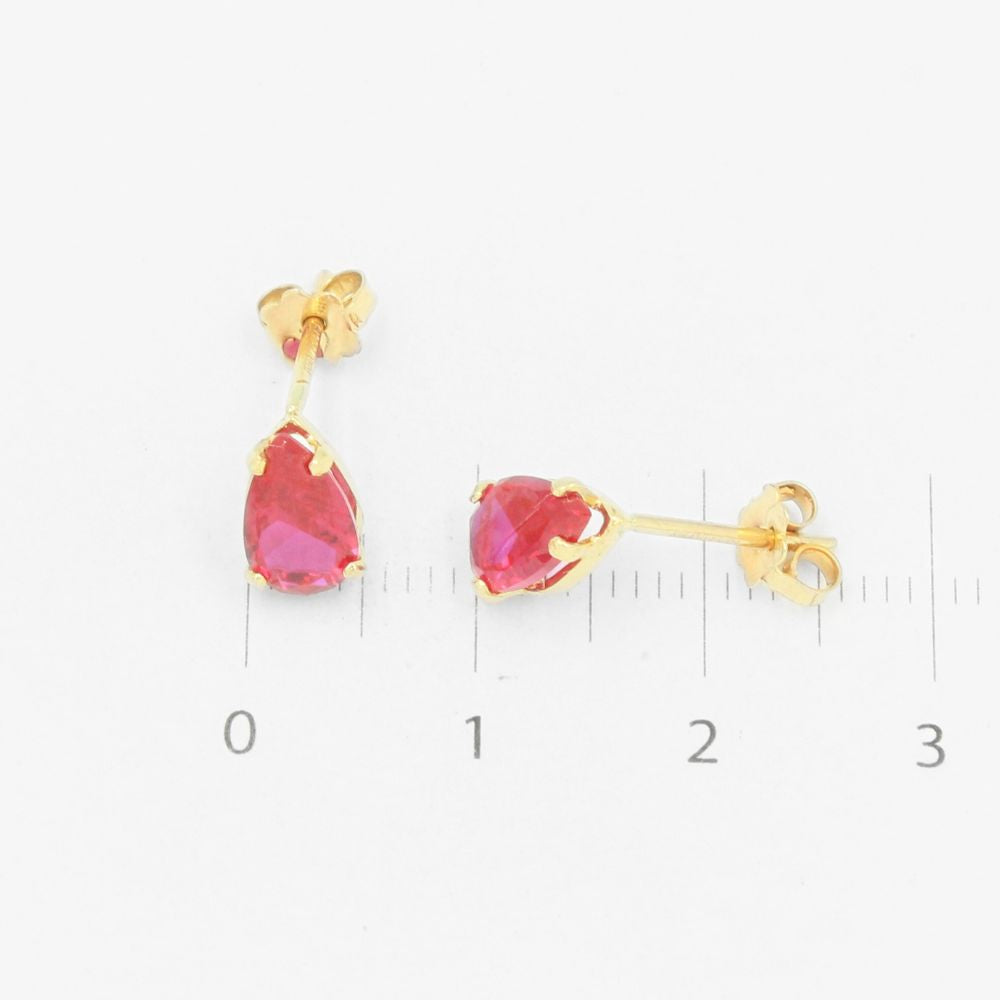 Arete de Oro 14k Gota de Zirconia Color Fucsia mod. 8234