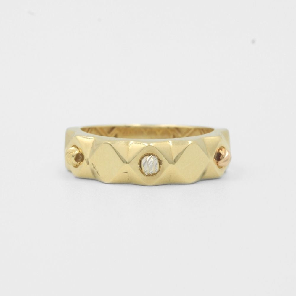 Anillo de Oro 14k de Diseño Facetado con Esferas Diamantadas mod. 8083