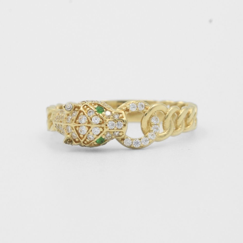 Anillo de Oro 14k con Diseño de Pantera con Zirconias Finas mod. 8171