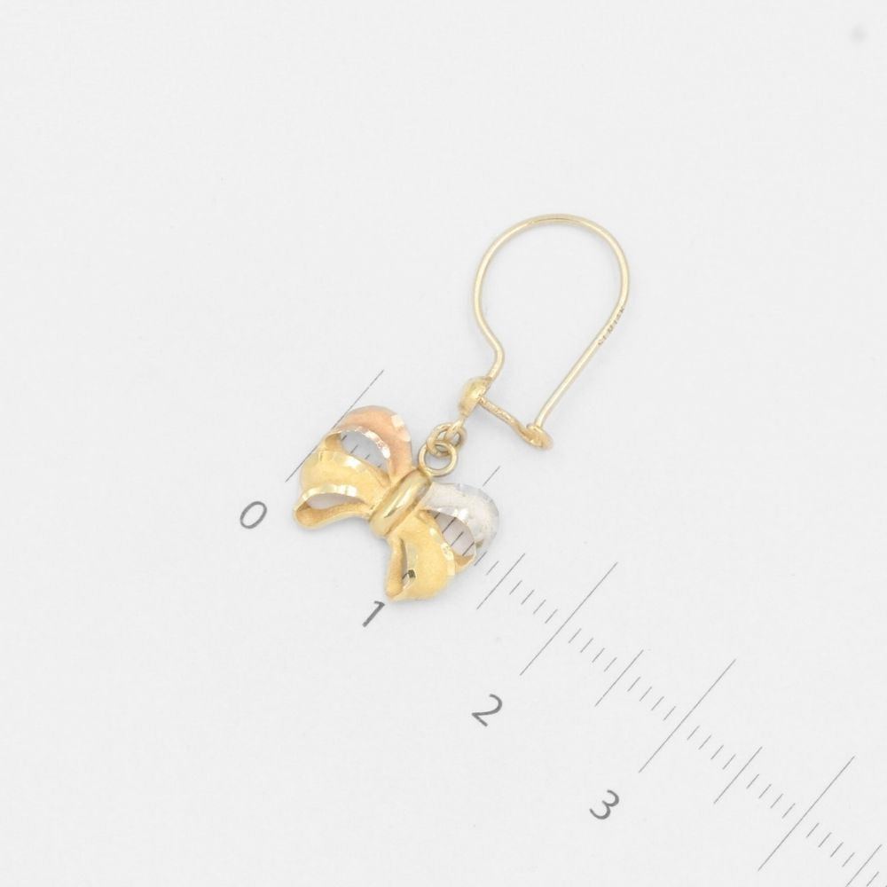 Arete de Oro 14k Mariposas de Tono Mate con Diamantado mod. 7763