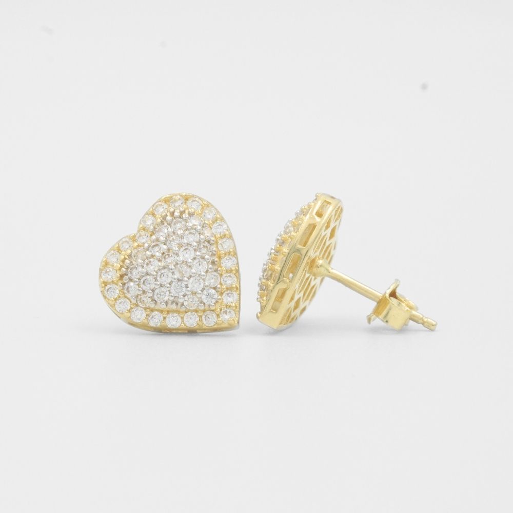 Arete de Oro 14k Corazones con Zirconias Finas mod. 7987