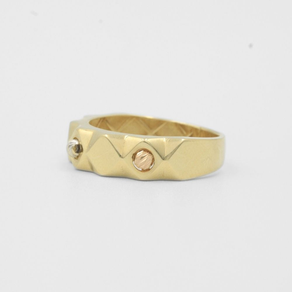 Anillo de Oro 14k de Diseño Facetado con Esferas Diamantadas mod. 8083