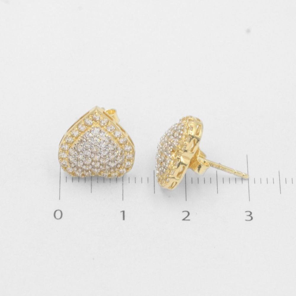 Arete de Oro 14k Corazones con Zirconias Finas mod. 7987