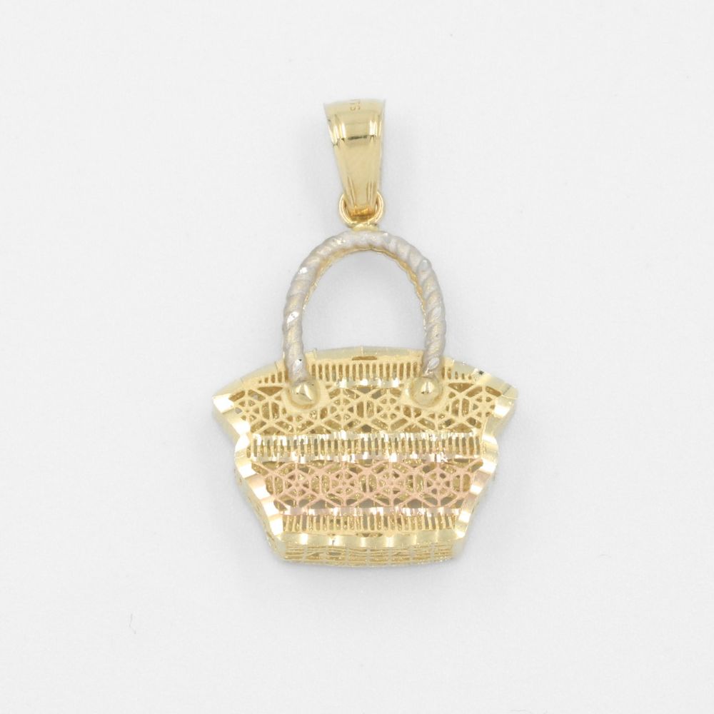 Dije de Oro 14k Bolsa Calada y Diamantada mod. 7817