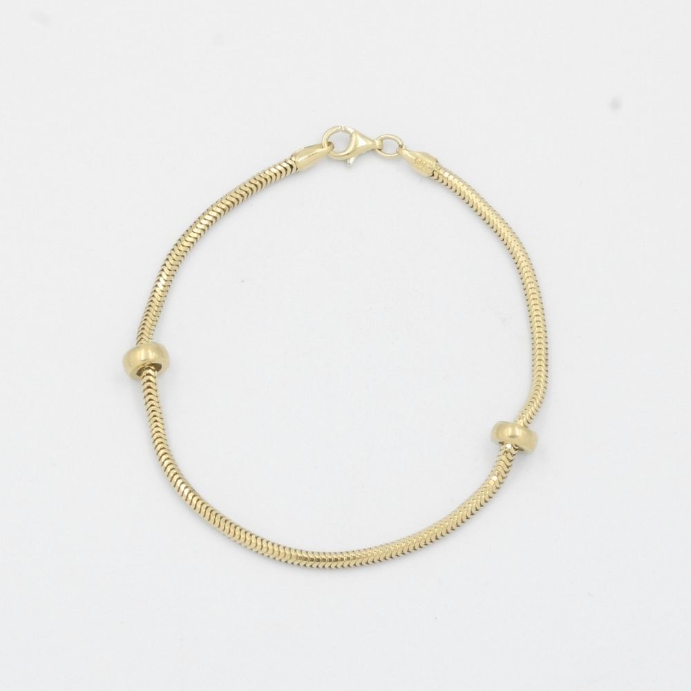 Pulsera de Oro 14k de Tejido Estrecho Flexible con Seguros para Charms mod. 7789