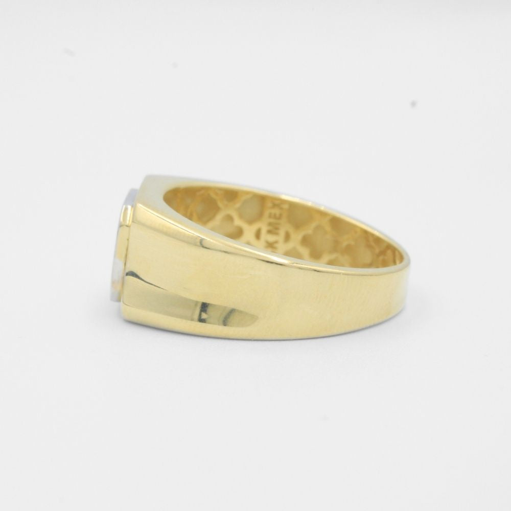 Anillo de Oro 14k con Zirconia Anaranjada en Diseño Confort mod. 7927