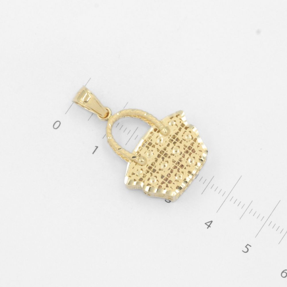 Dije de Oro 14k Bolsa Calada y Diamantada mod. 7817