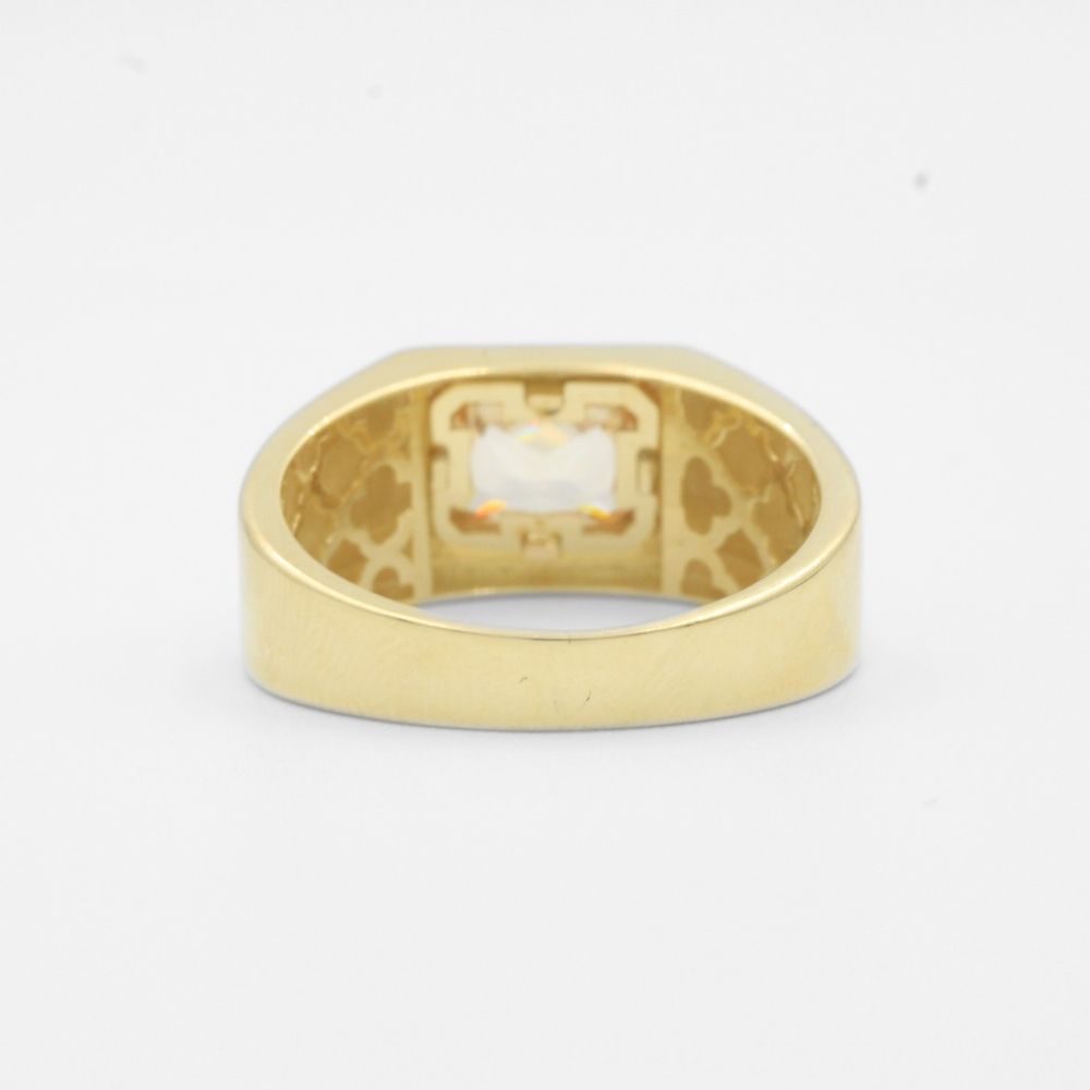 Anillo de Oro 14k con Zirconia Anaranjada en Diseño Confort mod. 7927