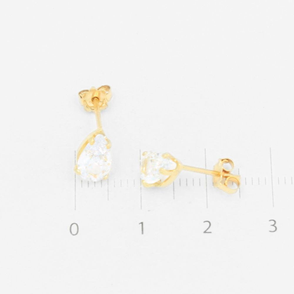 Arete de Oro 14k Gota de Zirconia Brillante mod. 8236