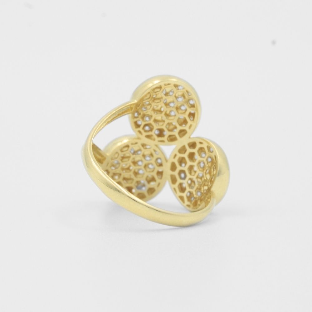 Anillo de Oro 14k con Tres Círculos Incrustados con Zirconias Brillantes mod. 8172