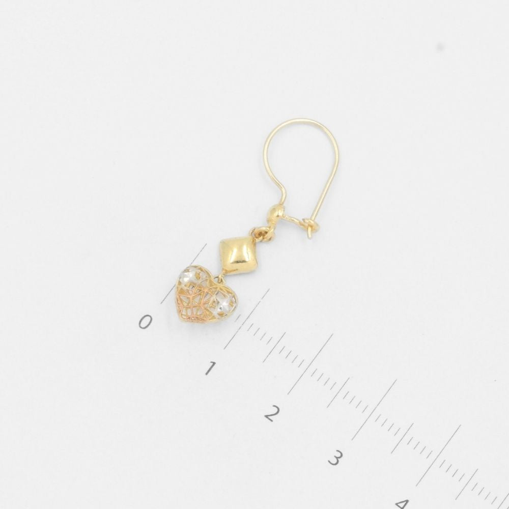 Arete de Oro 14k Corazones Calados con Diamantado mod. 7765