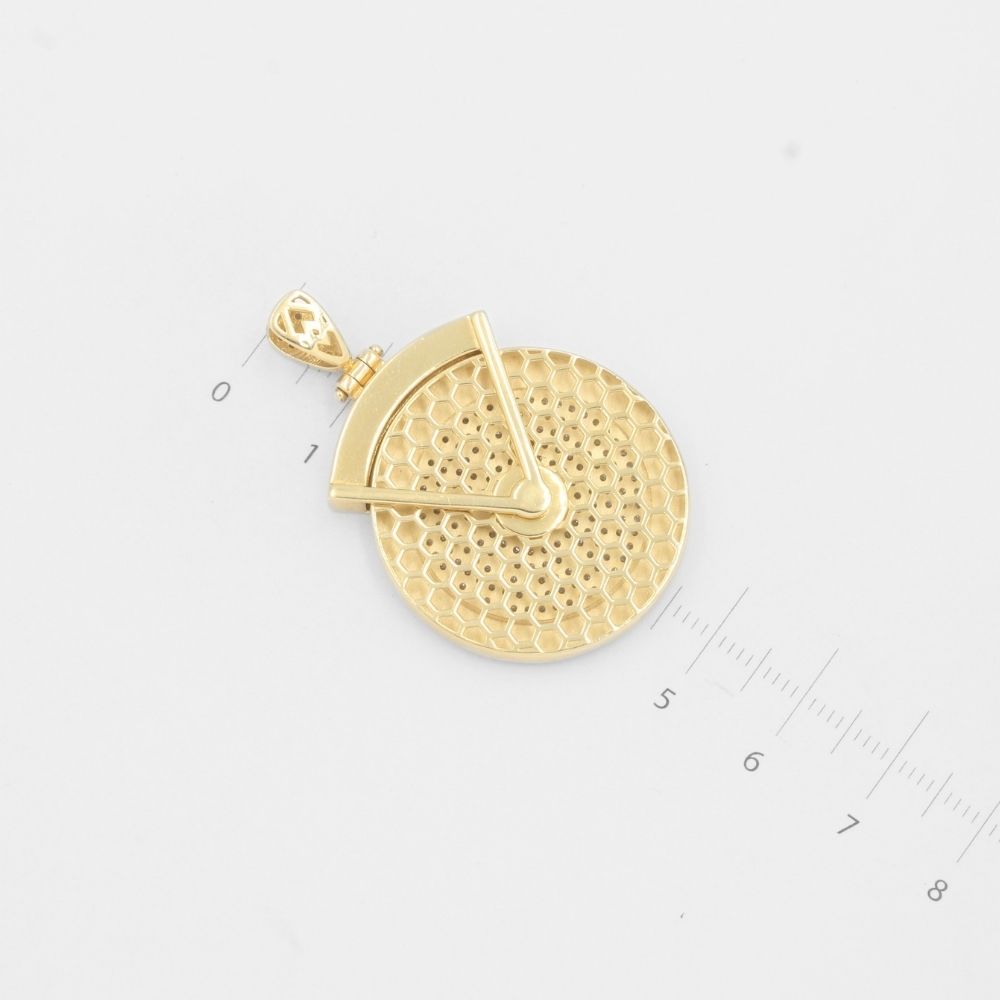 Dije de Oro 14k Reloj Giratorio Incrustado con Zirconias mod. 8041