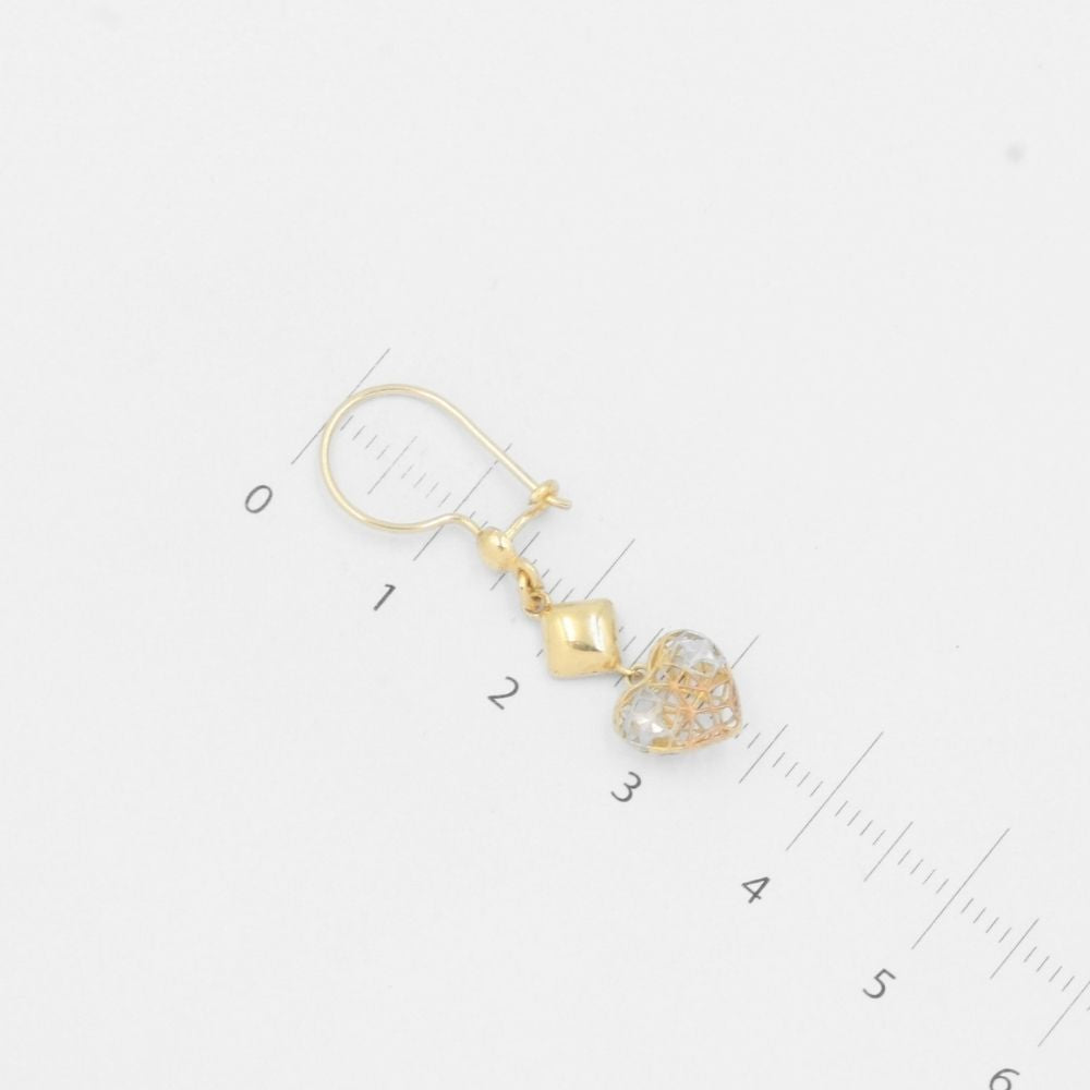 Arete de Oro 14k Corazones Calados con Diamantado mod. 7765