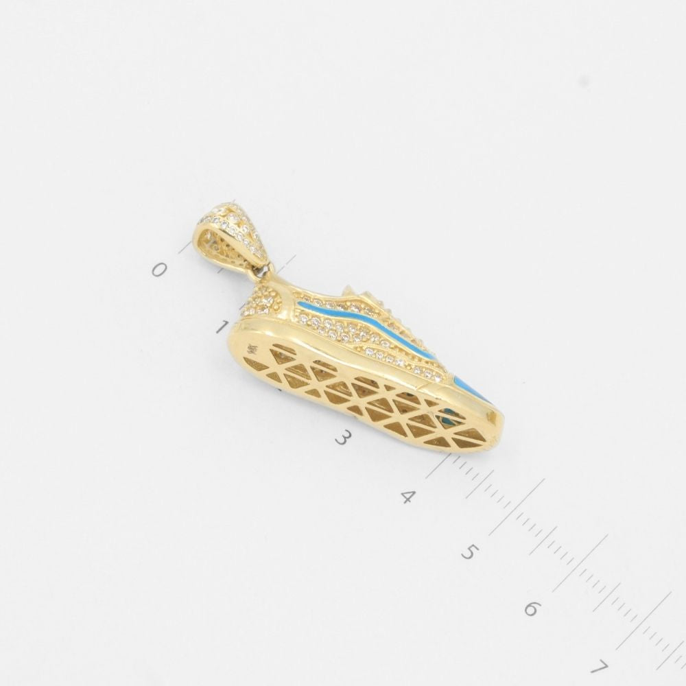 Dije de Oro 14k Tenis con Esmalta Color Turquesa y Zirconias Finas mod. 7907