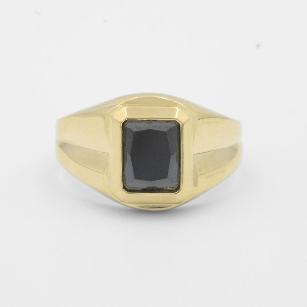 Anillo de Oro 14k con Zirconia Oscura en Bisel Fino mod. 7929