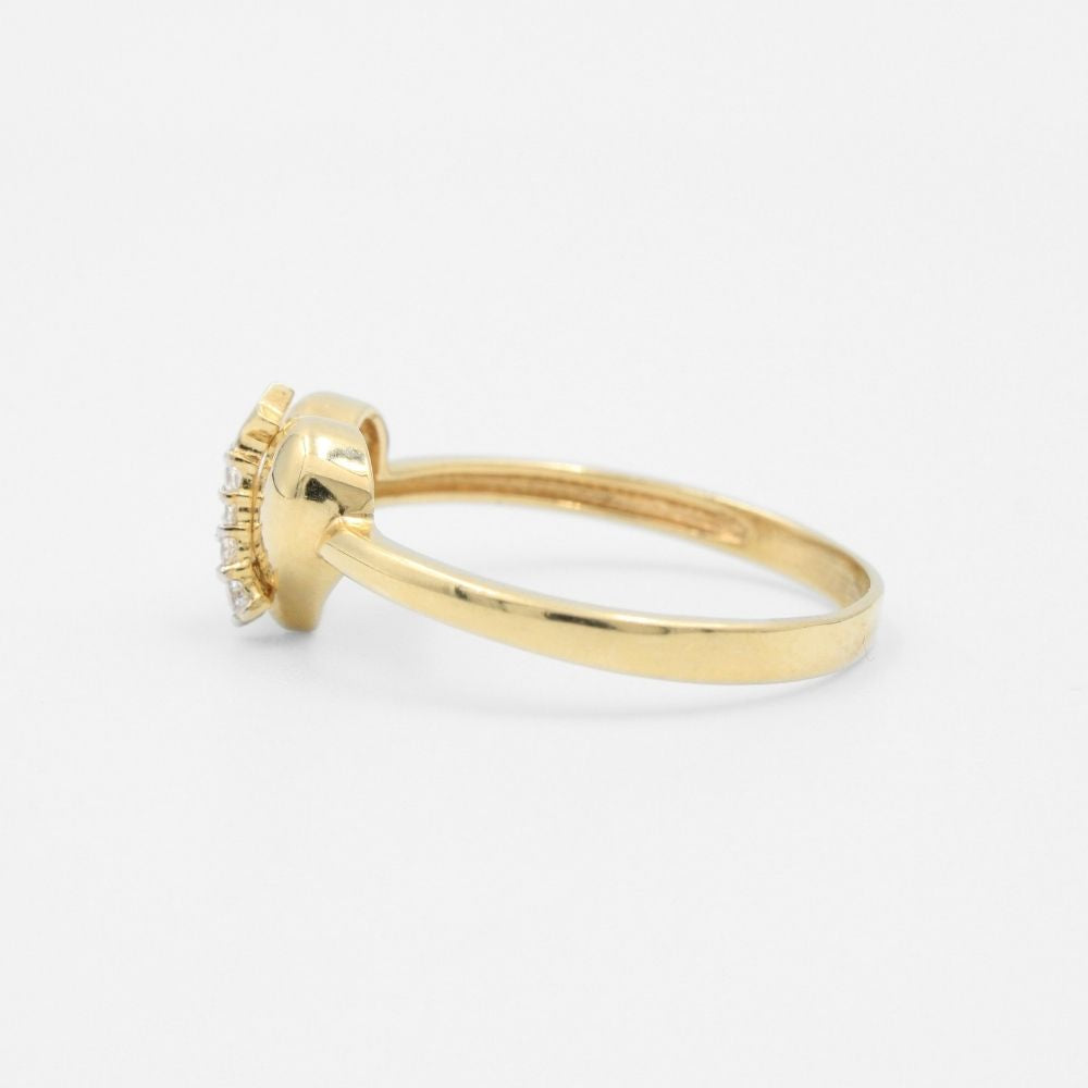 Anillo de Oro 14k con Corazón Brillante y Líneas de Zirconias mod. 8358