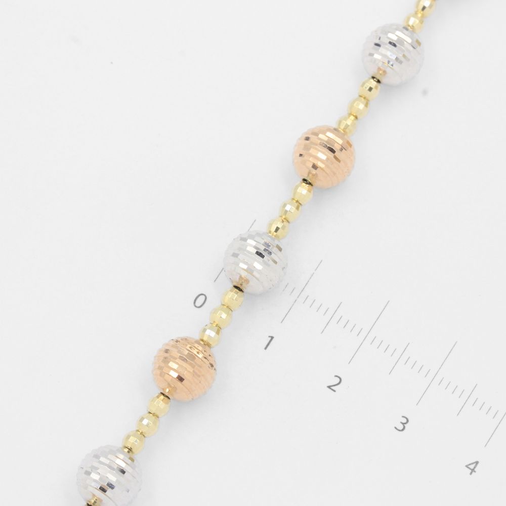 Pulsera de Oro 14k en Modelo Hueco Elegante con Esferas Diamantadas mod. 8003