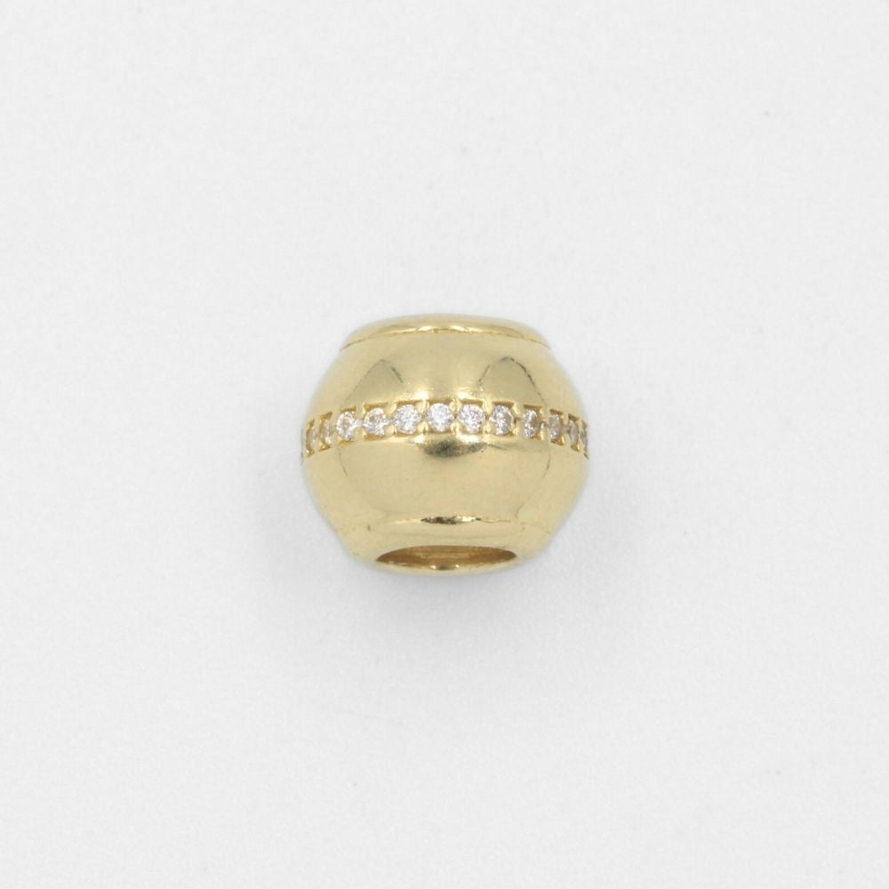 Charm de Oro 14k Esfera Hueca con Línea de Zirconias Finas mod. 7791