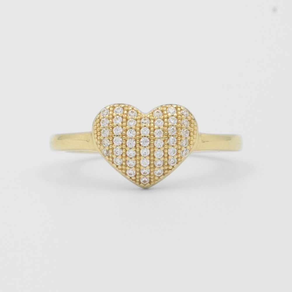 Anillo de Oro 14k Corazón Brillante con Zirconias  mod. 8174