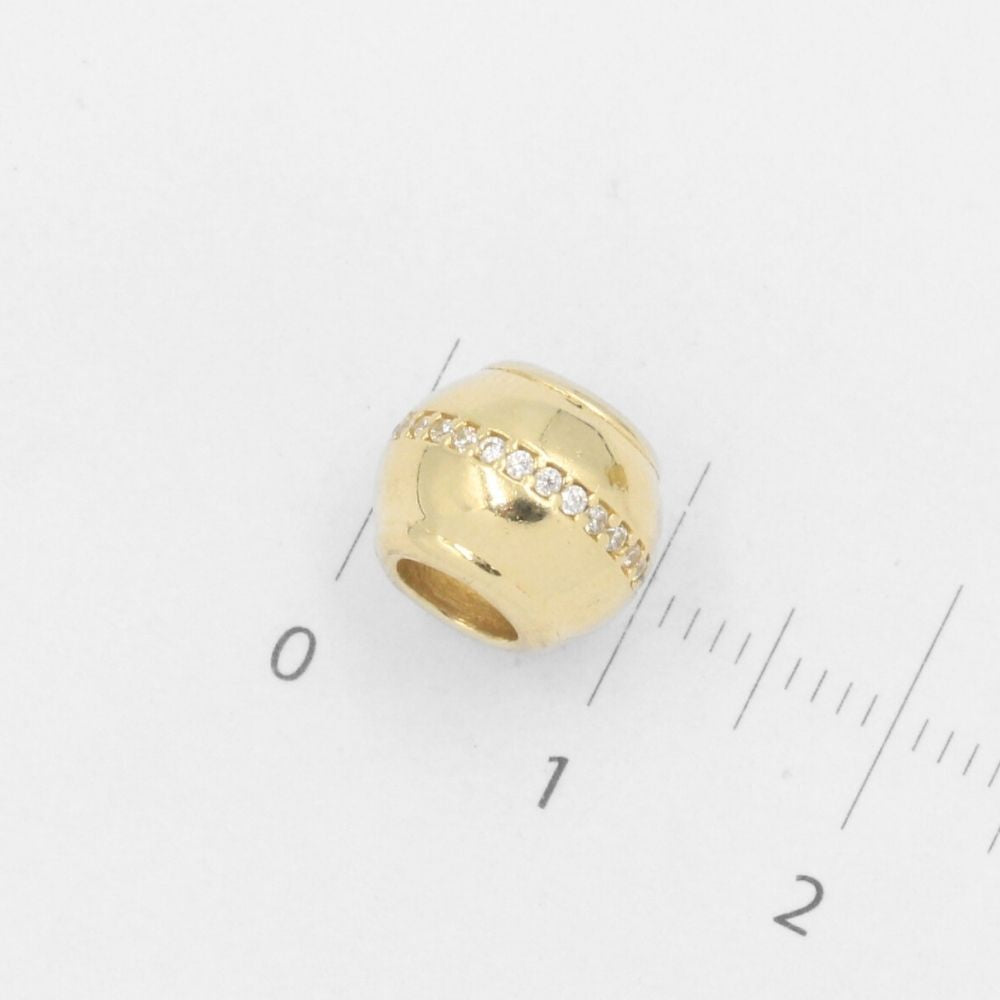 Charm de Oro 14k Esfera Hueca con Línea de Zirconias Finas mod. 7791