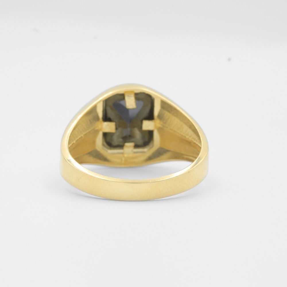 Anillo de Oro 14k con Zirconia Oscura en Bisel Fino mod. 7929