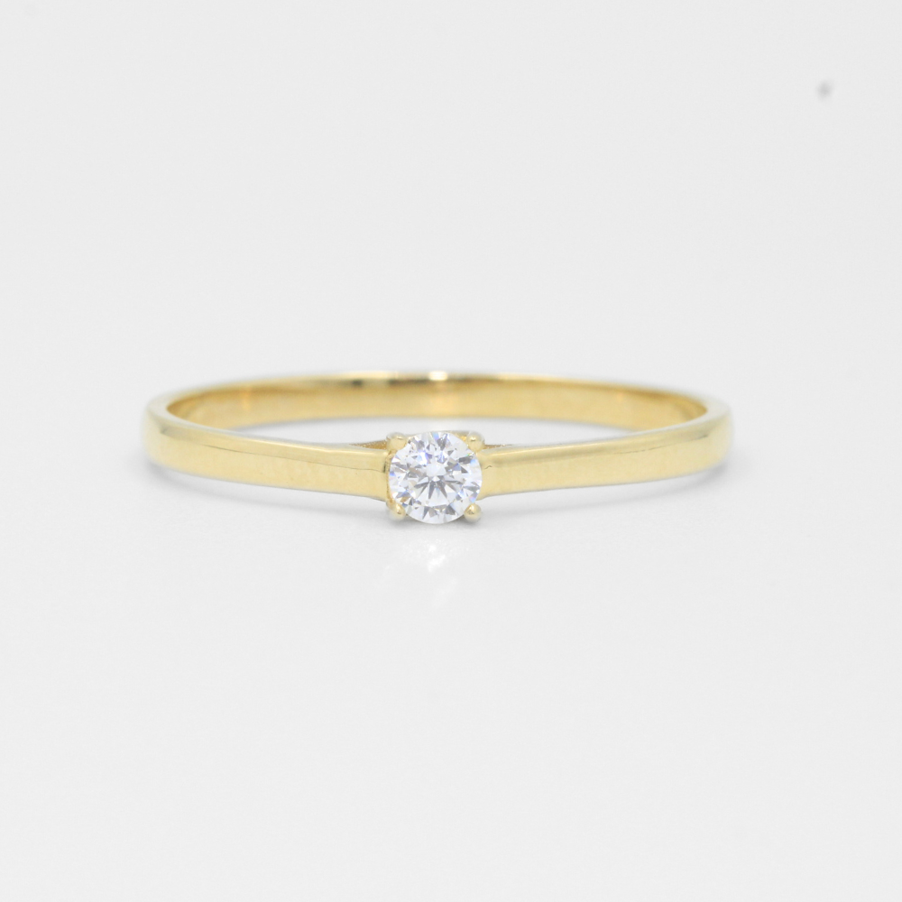 Anillo de Compromiso Oro 14k Modelo Slim Elegante con Zirconia Brillante mod. 7967