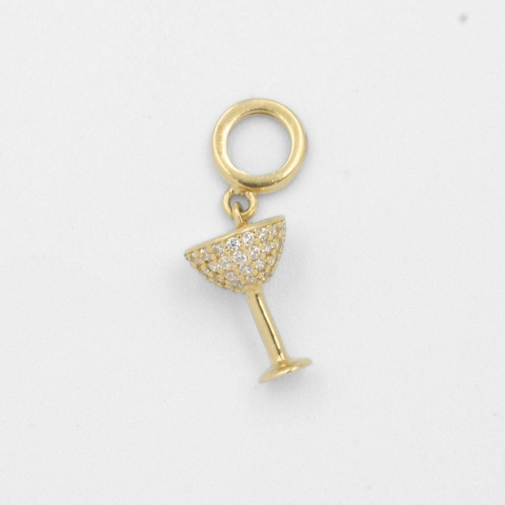 Charm de Oro 14k Copa con Zirconias y Aro Brillante mod. 7792