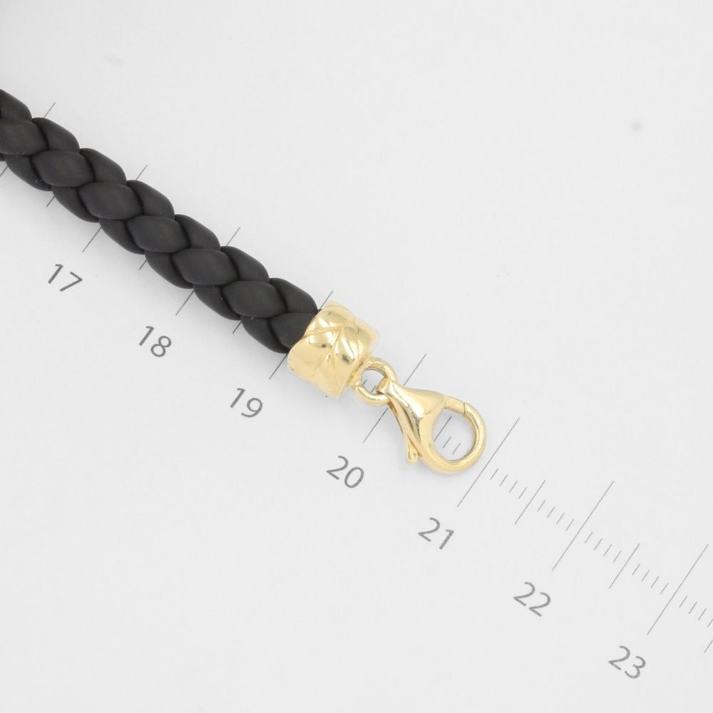 Pulsera con Broche y Placa Tubular Incrustada con Zirconias Negras en Oro 14k mod. 8151