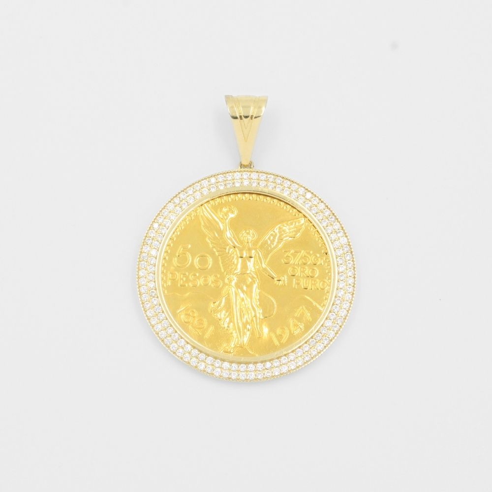 Dije de Oro 14k Centenario Réplica con Zirconias mod. 8043