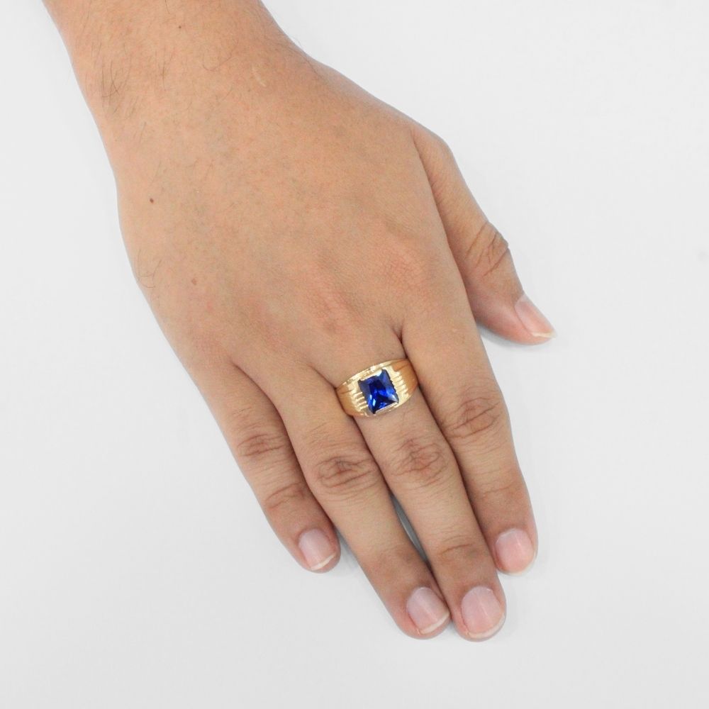 Anillo de Piedra Azul con Diseño Brillante mod. 5661