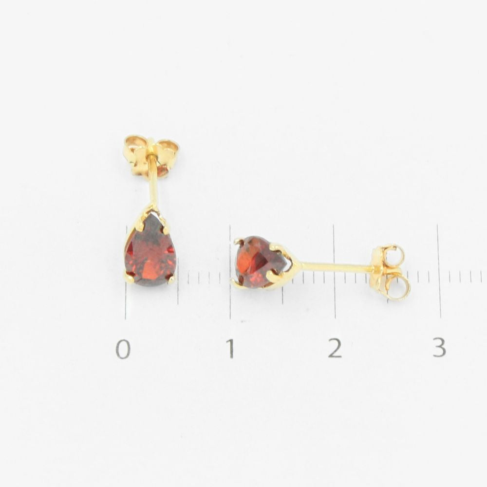 Arete de Oro 14k Gota de Zirconia Color Burn Red mod. 8239