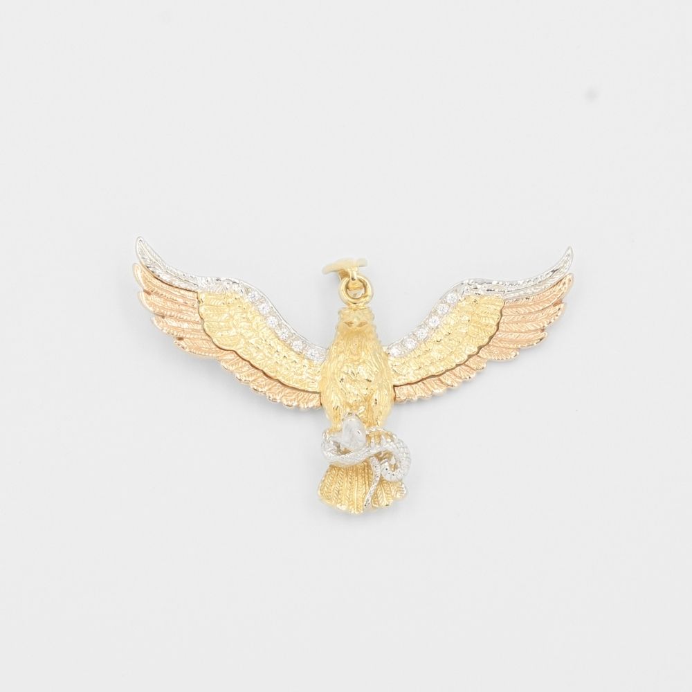 Dije de Oro 14k Águila Brillante con Zirconias Finas mod. 8044