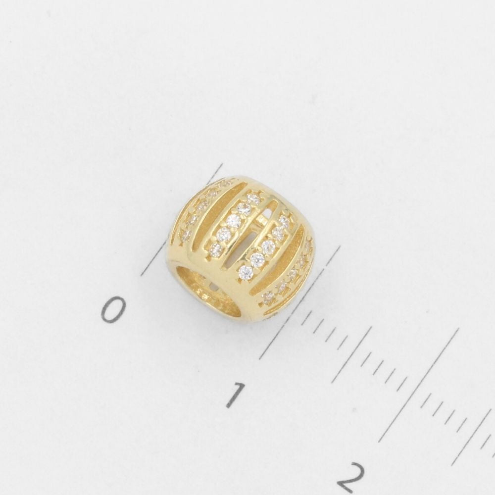 Charm de Oro 14k Esfera Hueca con Calado e Incrustada con Zirconias mod. 7793