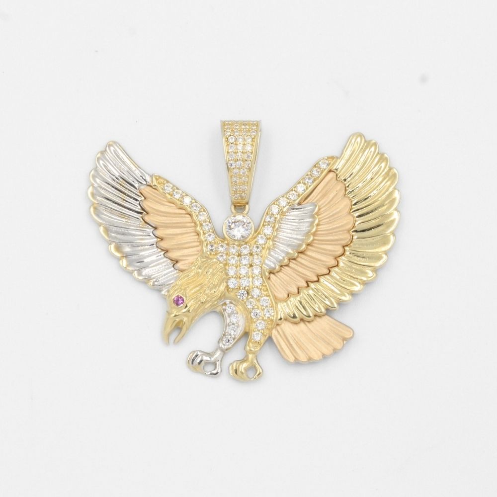 Dije de Oro 14k Águila Brillante Incrustada con Zirconias mod. 7706