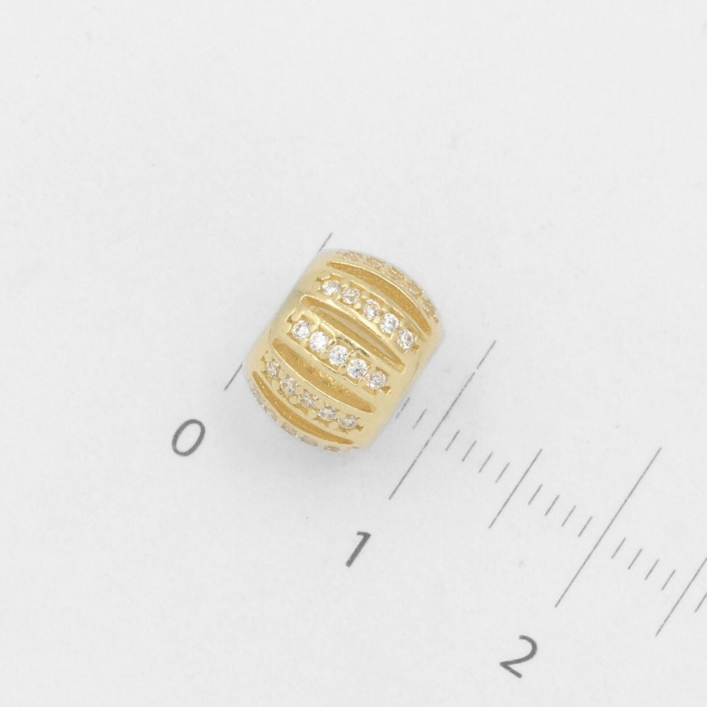 Charm de Oro 14k Esfera Hueca con Calado e Incrustada con Zirconias mod. 7793