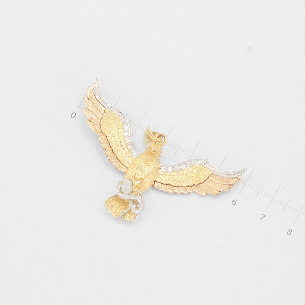 Dije de Oro 14k Águila Brillante con Zirconias Finas mod. 8044