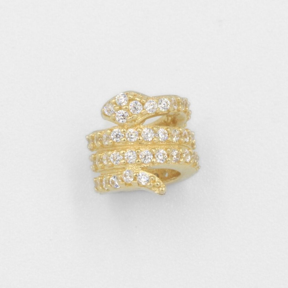 Charm de Oro 14k Serpiente Hueca con Zirconias Finas mod. 7794